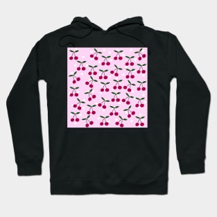 Cute Cherry Pattern on Pink Background Hoodie